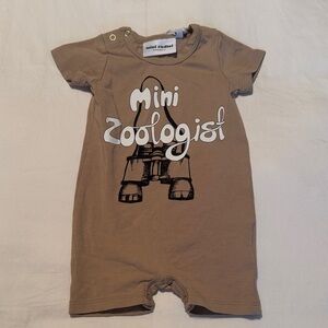 Mini Rodini Tan Zoologist Romper size 1-4 months